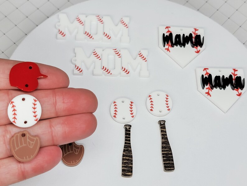 Baseball Acrylic Earring, DIY Color Fill Earrings, Sports Acrylic Earring Blanks, Baseball Earring image 1