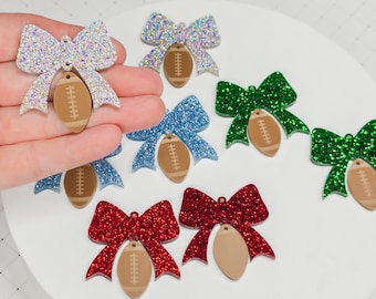 Coquette Bow Football Acrylic Earring, DIY Earrings, Sports Acrylic Earring Blank, Football Findings, Bow Jewelry
