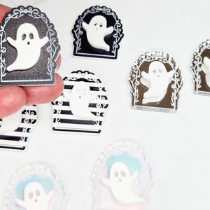 Vintage Mirror Ghost Acrylic Earring, DIY Jewelry, Spooky Charms, Ghost Earrings