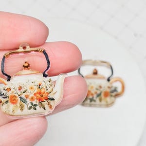 Vintage Teapot Earrings, Grand Millennial, DIY Earrings, Acrylic Earring Blanks, Grandma Core, Uv Printed Earring