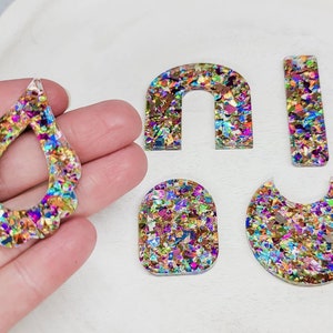 Glitter Acrylic Earring, DIY Earrings, Earring Blanks, Acrylic Jewelry Blanks, Geometric Accessories, Wholesale Jewelry