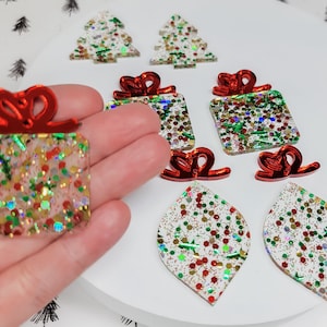 Christmas Confetti Present Acrylic Earring, DIY Earrings, Wholesale Blanks, Earring Blanks, Blanks for Earring Makers