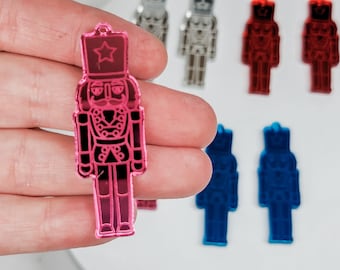 Nutcracker Acrylic Earring Blank, DIY Earrings, Jewelry Blanks, Christmas Earrings, Mirrored  Acrylic, Nutcracker Charm