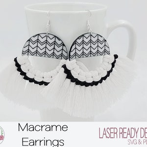 Macrame Earring Laser Cut SVG File, Boho Earrings, Tribal Design, Dangle Earring Design, Earring Cut File