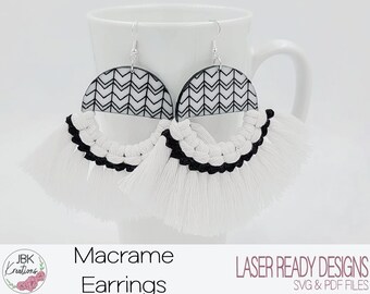 Macrame Earring Laser Cut SVG File, Boho Earrings, Tribal Design, Dangle Earring Design, Earring Cut File