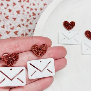 BLANKS-Letter with Heart Connector Acrylic Earring, DIY Earrings, Earring Blanks, Earring Charms, Jewelry Earring Supplies, Valentine