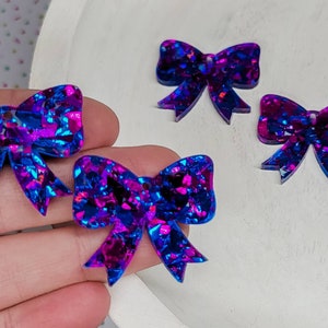 BLANKS- Pink & Blue Bow Acrylic Earring, DIY Earrings, Wholesale Blanks, Earring Blanks, Blanks for Earring Makers,Acrylic Jewelry Blanks