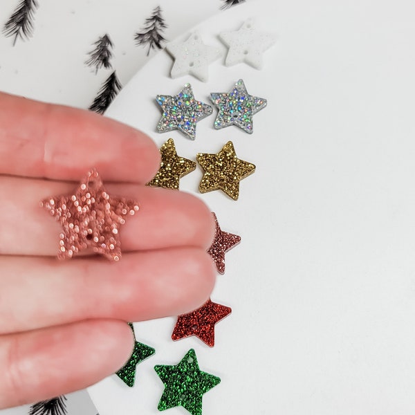 Star Earring Connectors, Textured Acrylic Earring Findings, 5 Pairs, Two Hole Findings, Acrylic Jewelry