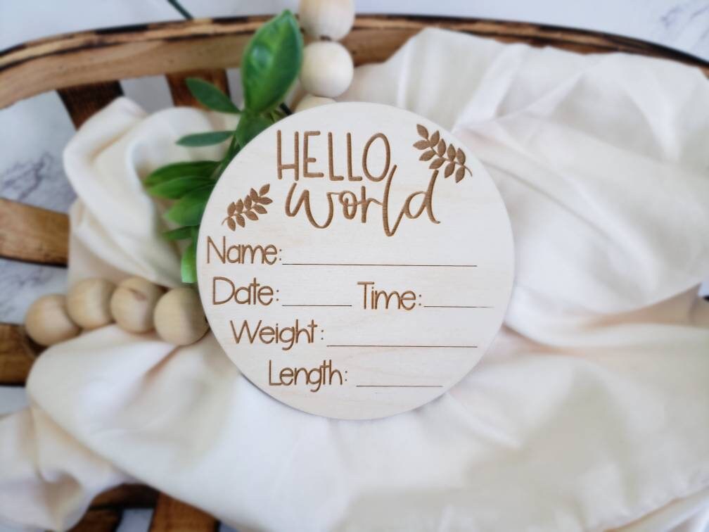 Hello World Baby Birth Stats Sign, Digital SVG/PDF File, Newborn Sign ...