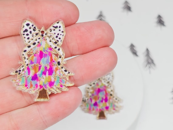 Pastel Painted Christmas Tree Earring, DIY Earrings, Acrylic Earring Blanks, Christmas Earrings, Uv Printed Earring