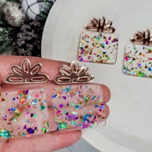 BLANKS-Confetti Present Acrylic Earring, DIY Earrings, Wholesale Blanks, Earring Blanks, Blanks for Earring Makers, Acrylic Jewelry Blanks