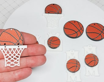 Basketball Acrylic Earring, Engraved Earrings, Sports Acrylic Earring Blanks, Basketball Basket Earring