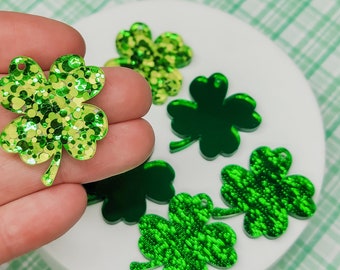 Shamrock Acrylic Earring Blanks, DIY Earrings, Shamrock Charms, Saint Patrick's Day Earrings, Jewelry