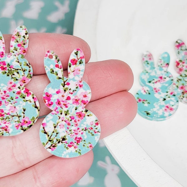 BLANKS-Cherry Blossom Bunny Acrylic Earring, DIY Earrings, Easter Earrings, Earring Blanks, Blanks for Earring Makers,Acrylic Jewelry Blanks