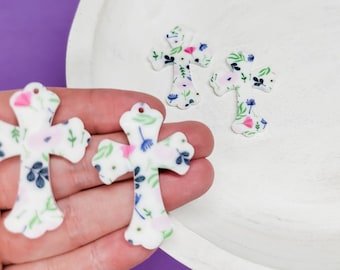 BLANKS-Floral Cross Acrylic Earring, DIY Earrings, Easter Earrings, Earring Blanks, Blanks for Earring Makers,Acrylic Jewelry Blanks