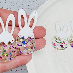 BLANKS-Confetti Bunny Acrylic Earring, DIY Earrings, Easter Earrings, Earring Blanks, Earring Findings,Acrylic Jewelry Blanks