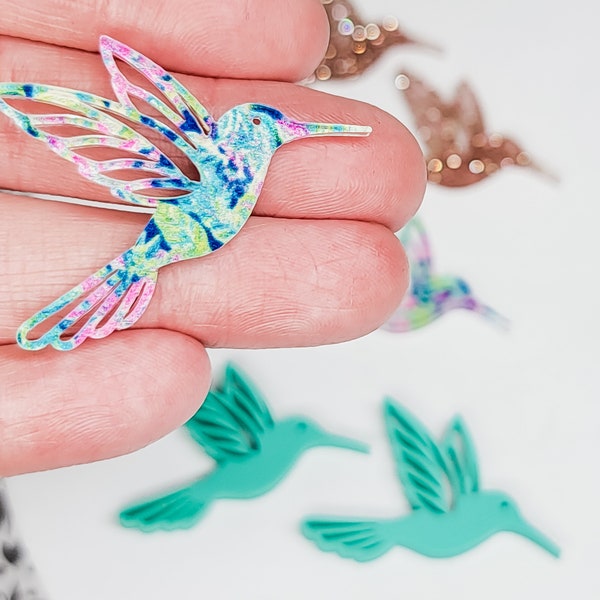 Hummingbird Acrylic Earring, DIY Earrings, Earring Blanks, Acrylic Jewelry Blanks, Bird Jewelry, Hummingbird Charm