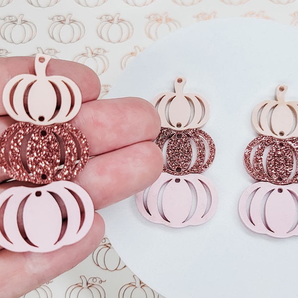 Stacked Pumpkin Earring, Jewelry Blanks, Earring Charm, Halloween Jewelry, Jewelry Making Supply, Fall Acrylic Earrings