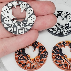 Haunted House Ghost Acrylic Earring, DIY Earrings, Jewelry Blanks, Halloween Earring, Jewelry Supply, Fall Acrylic Earrings, Spooky Earrings