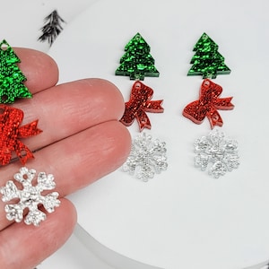 Stacked Christmas Earring, Jewelry Blanks, Earring Charm, Christmas Jewelry, Jewelry Making Supply, Winter Acrylic Earrings
