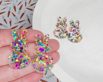 Confetti Dot Bunny Acrylic Earring, DIY Earrings, Easter Earrings, Earring Blanks, Blanks for Earring Makers, Acrylic Jewelry Blanks