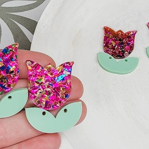 BLANKS- Tulip Acrylic Earring, DIY Earrings, Wholesale Blanks, Earring Blanks, Blanks for Earring Makers, Acrylic Jewelry Blank, Flower DIY
