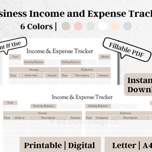 Business Income and Expense Tracker, Fillable PDF, Small Business Expense Tracker, A4 A5 Letter, #11