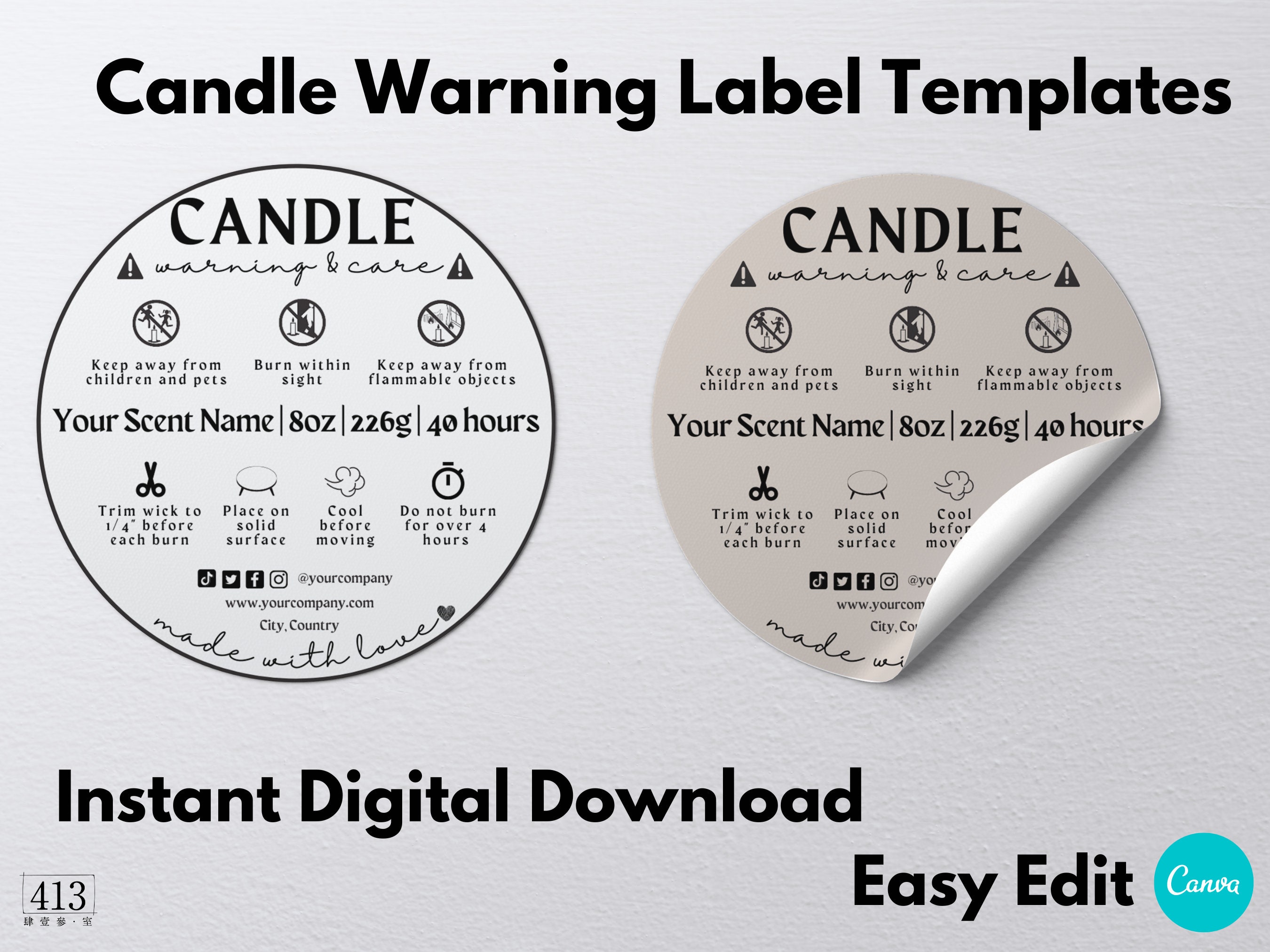 Candle Warning Labels, Candle Warning Stickers, Custom Candle Warning  Labels, Custom Candle Warning Sticker, Customized Candle Warning Label 