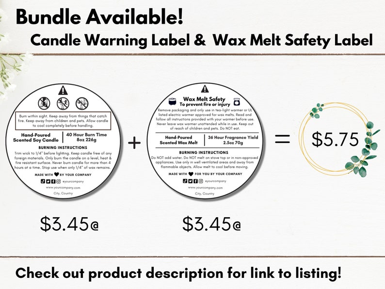 Editable Wax Melt Safety Label Template With Canva Digital Etsy Canada