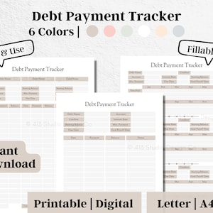 Debt Payment Tracker Printable, Editable Debt Payoff History Tracker, Debt Snowball Tracker, Budget Planner, Debt Progress Log #9