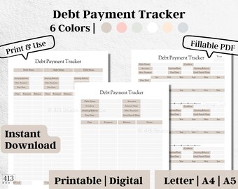 Debt Payment Tracker Printable, Editable Debt Payoff History Tracker, Debt Snowball Tracker, Budget Planner, Debt Progress Log #9
