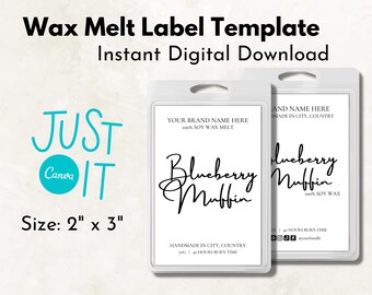 Editable Wax Melts Labels Template, DIY Product Label Design, Minimal Customizable Packaging Label, Instant Download, Canva, 2x3, #01