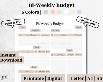 Biweekly Budget Planner, Editable Budget Planner, Printable, Personal Budget Template, US Letter, A4, A5, Instant Download, #13