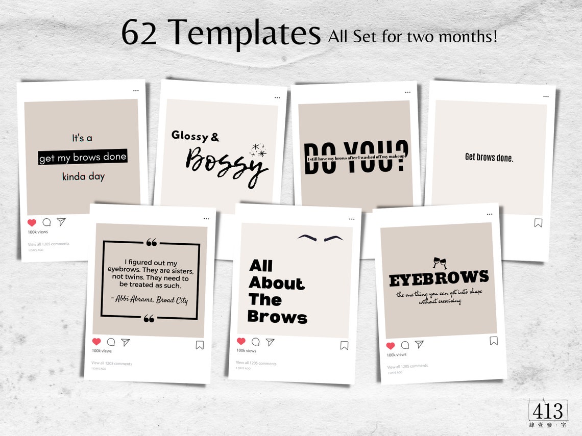 62 Brows Instagram Templates, Eyebrow Quotes, Canva Template ...
