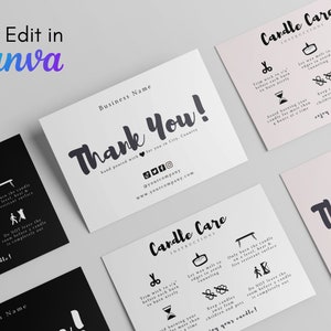 Candle Care Card Template, Printable Candle Care Instructions, Editable Candle Care Guide, Canva Template, Candle Business Inserts, v3