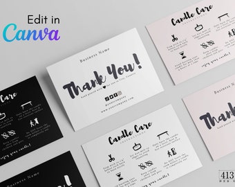Candle Care Card Template, Printable Candle Care Instructions, Editable Candle Care Guide, Canva Template, Candle Business Inserts, v3