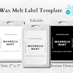 Minimal Wax Melt Label Template Edit with Canva, DIY Product Label Design, Editable Label for Packaging, Instant Download, 2x3, #13