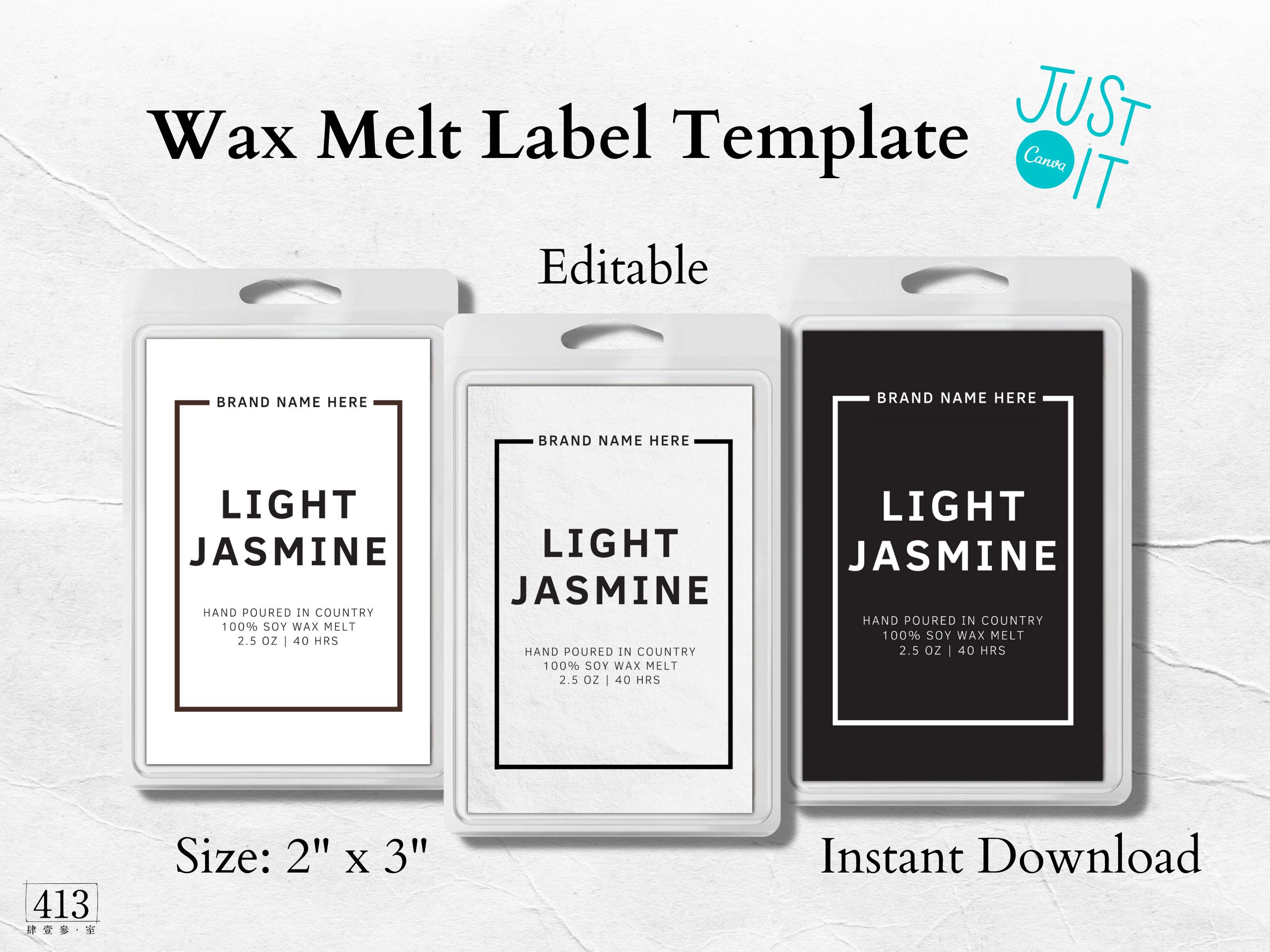 Wax Melt Label Template 2x3 Size Wax Melt Packaging Templett ADELE 
