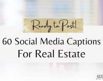 60 Instagram Captions, Social Media Captions und Prompts für Real Estate, Instagram, Pinterest und Facebook Captions v1