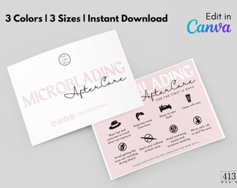 PMU Microblading After Care Card Template Editable with Canva, Brow Aftercare, Permanent Makeup Aftercare, PMU Healing Process, v4