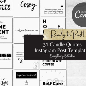 31 Candle Quote Instagram Templates, Social Media Canva Template for Candle Business, Candle Maker Quotes, Candle Business Branding, v3