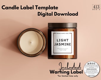 Editable Candle Label Template, Custom Jar Label, Printable Canva Candle Label Design, Candle Packaging Sticker, Instant Download #05