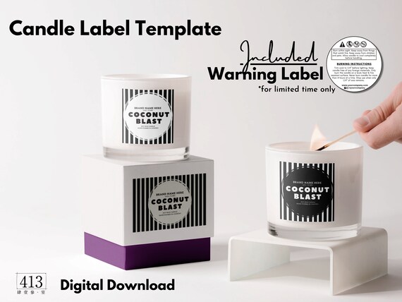 DIY Candle Label Template With Canva Free Candle Warning | Etsy