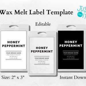 Editable Wax Melts Labels Template, DIY Product Label Design, Minimal Wax Melt Label Packaging, Instant Download, Edit with Canva, 2x3, #08