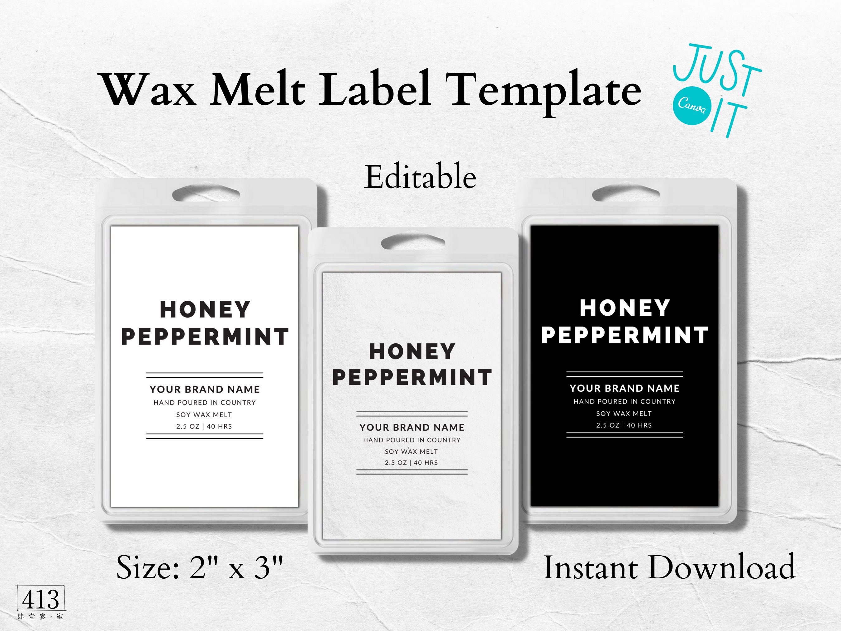 Editable Wax Melts Labels Template, DIY Product Label Design, Minimal Wax Melt Label Packaging, Instant Download, Edit with Canva, 2x3, #08