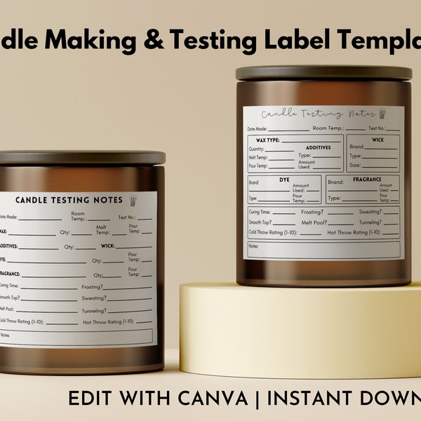 Editable Candle Making and Testing Label Template, Candle Making Notes, Printable Candle Burn Test Log, Candle Testing Notes, Canva Template