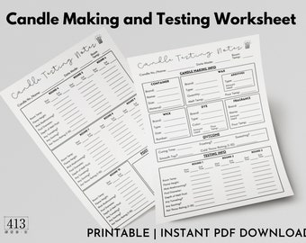 Candle Making and Testing Template, Candle Making Testing Sheet, Printable Candle Burn Test Log Sheet, Candle Testing Notes, Candle Business