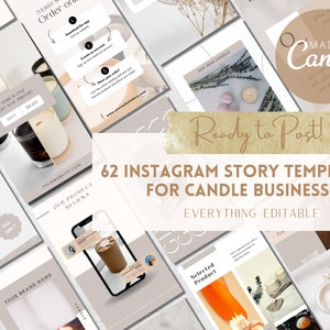 62 Candle Instagram Story Templates Editable with Canva, Unique Candle IG Story Design Templates, 15 Free Animated Story Templates, v1