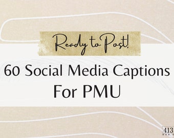 60 PMU Business Instagram Captions, Microblading Brow Social Media Captions und Prompts, Instagram, Pinterest und Facebook Captions v1