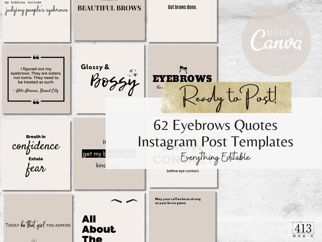 62 Brows Instagram Templates, Eyebrow Quotes, Canva Template ...